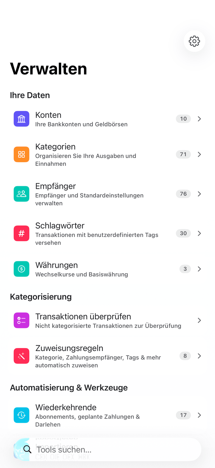 Account management and settings on iPhone