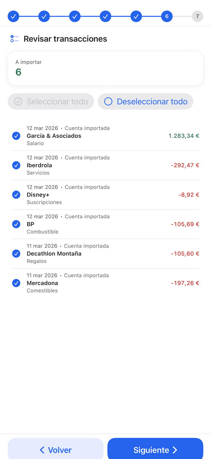 Import wizard for CSV, QIF, OFX and bank files on iPhone