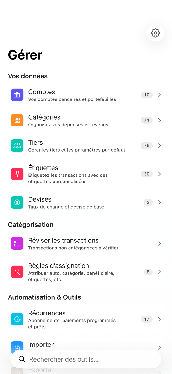 Account management and settings on iPhone