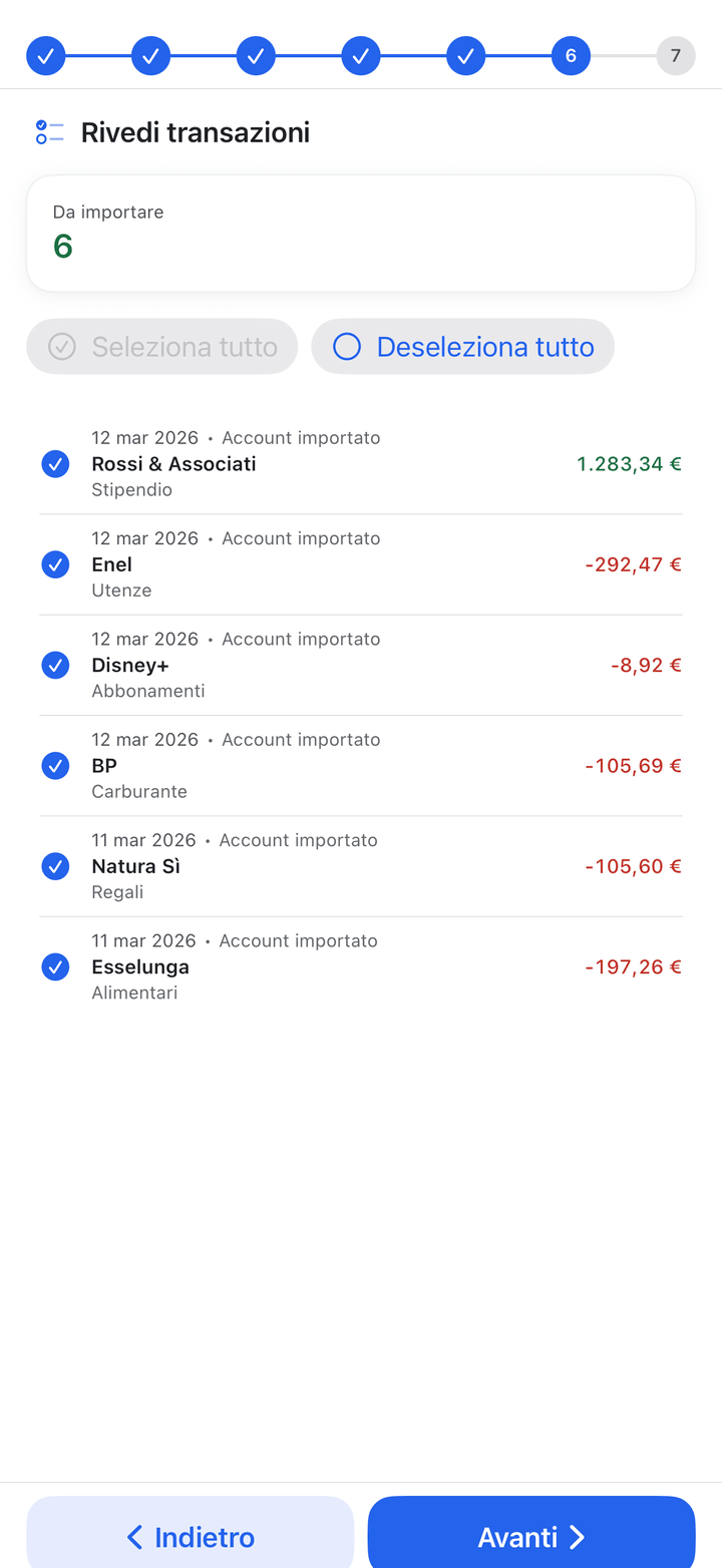 Import wizard for CSV, QIF, OFX and bank files on iPhone